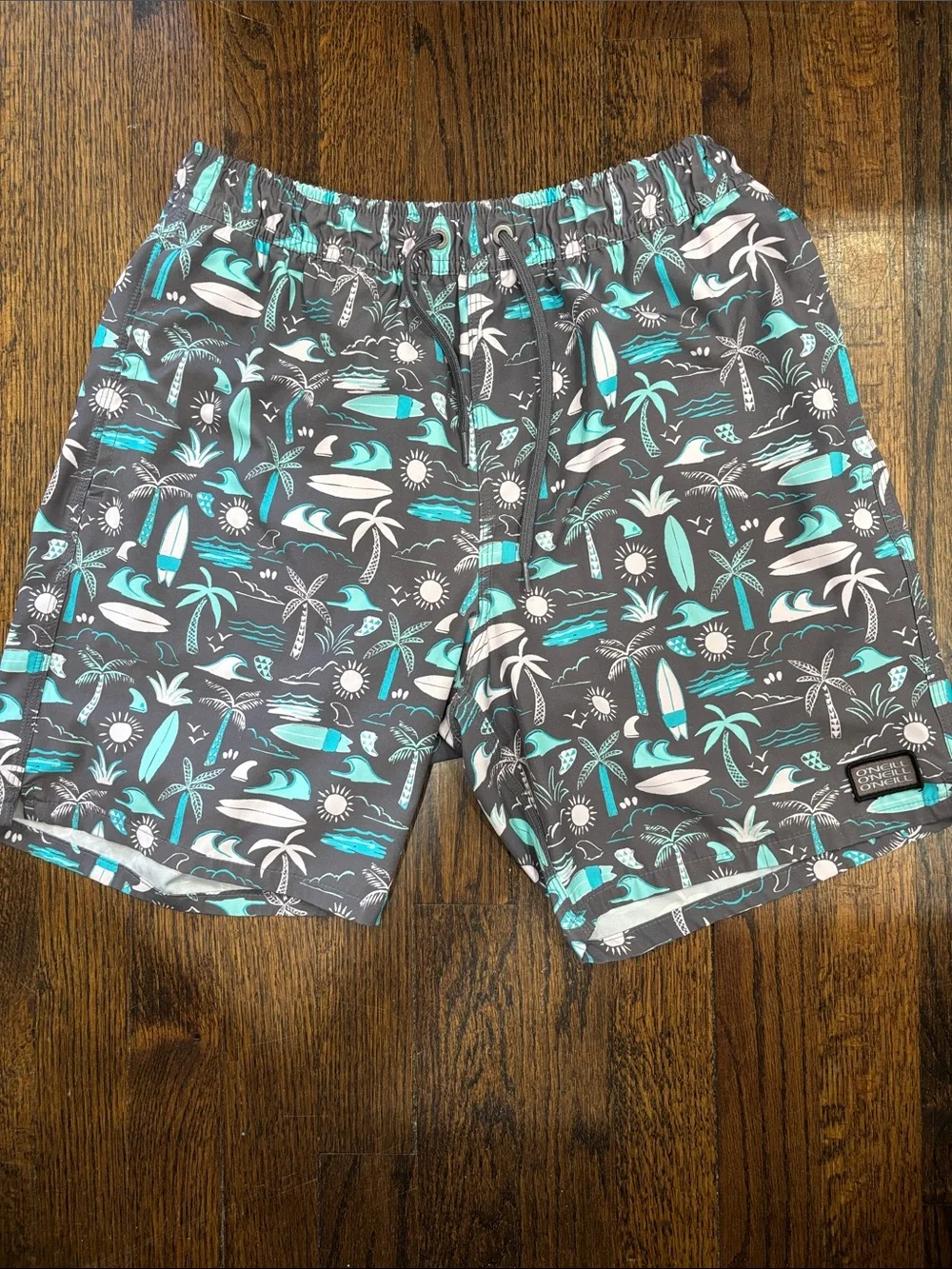 O’Neill Men's Navy Tropical Print Swim Trunks size S